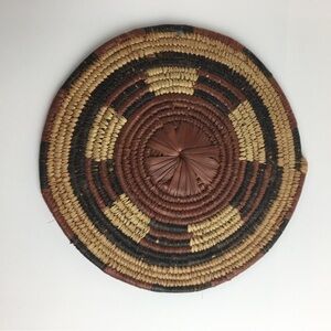 VTG Native American Style Coil Woven Flat Hot Pad 8.5” Round Southwestern Decor